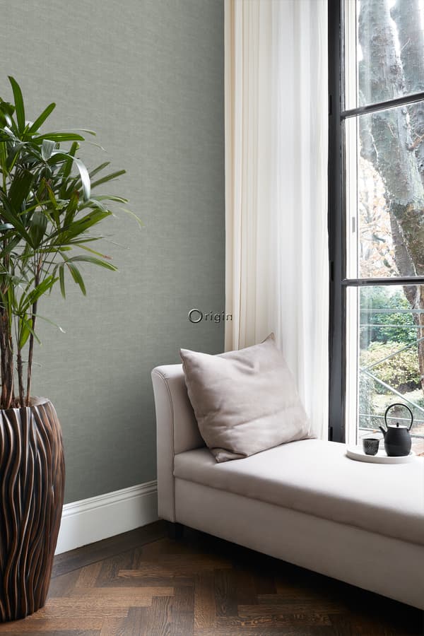 Origin Wallcoverings tapet linnedstruktur gråligtgrønt 0,53 x 10,05 m