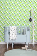 Miniatyrbild 4 av 8: ESTAhome tapet trianglar limegrönt, turkost och beige 53 cm x 10,05 m