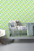 Miniatyrbild 5 av 8: ESTAhome tapet trianglar limegrönt, turkost och beige 53 cm x 10,05 m