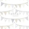 Miniatyrbild 7 av 8: ESTAhome tapet girlanger ljusgrått, beige och glänsande vitt 53 cm x 10,05 m