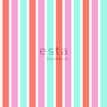 Miniatyrbild 5 av 6: ESTAhome tapet vertikala ränder rosa, turkost och korallrött 53 cm x 10,05 m