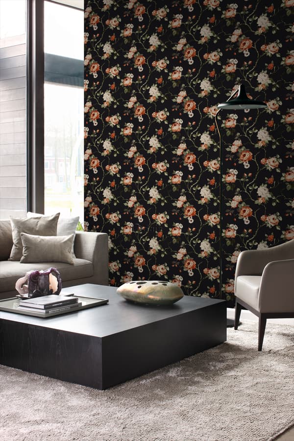Origin Wallcoverings tapet blommor svart 53 cm x 10,05 m