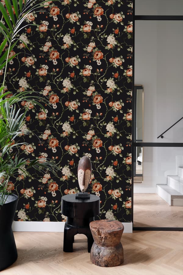 Origin Wallcoverings tapet blommor svart 53 cm x 10,05 m