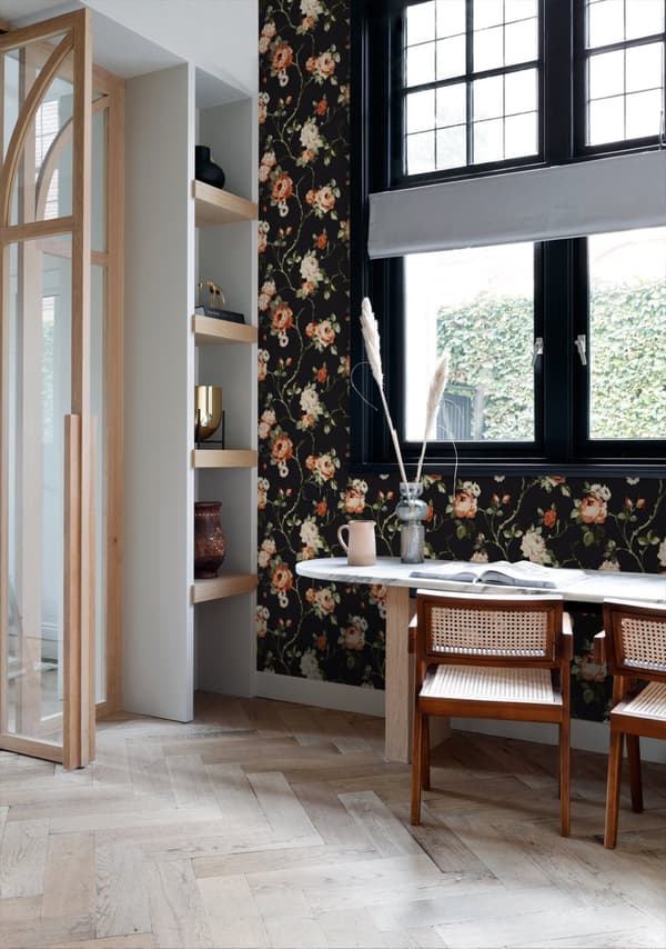 Origin Wallcoverings tapet blommor svart 53 cm x 10,05 m