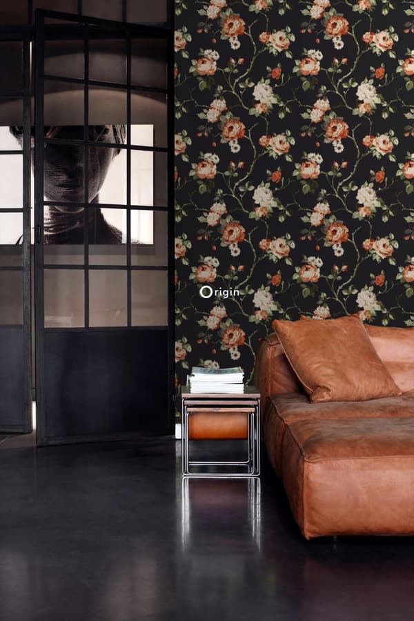 Origin Wallcoverings tapet blommor svart 53 cm x 10,05 m