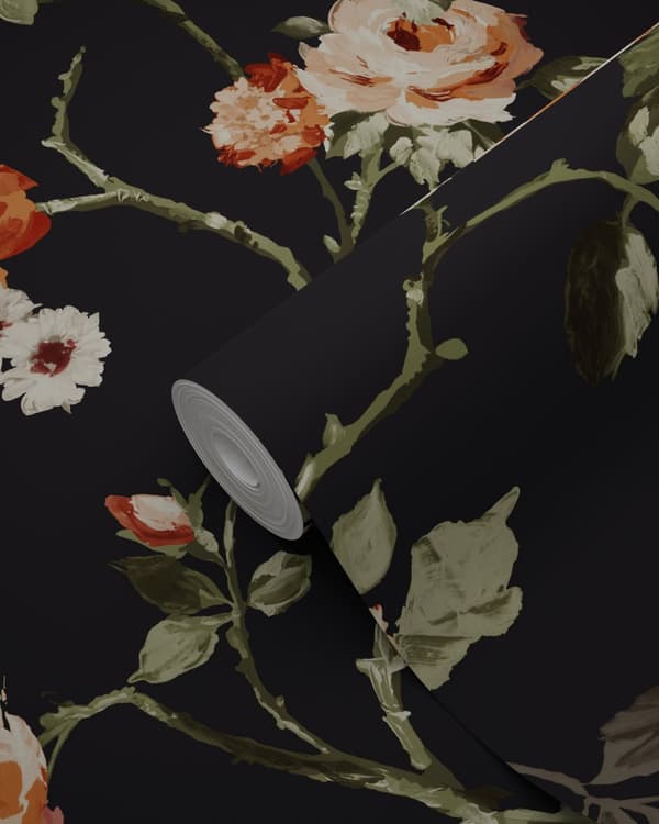 Origin Wallcoverings tapet blommor svart 53 cm x 10,05 m