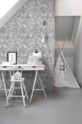 Miniatyrbild 2 av 7: ESTAhome tapet pennteckning av blommor svart och vitt 0,53 x 10,05 m