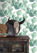 Miniatyrbild 7 av 8: ESTAhome tapet akvarellmålade blommande kaktusar smaragdgrönt - 138903 - 53 cm x 10,05 m