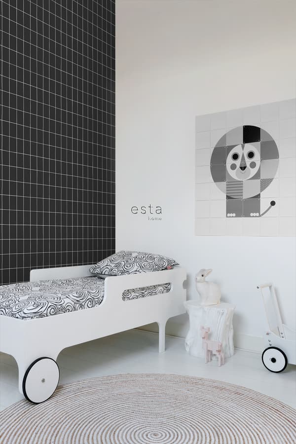 ESTAhome tapet små plattor svart och vitt 0,53 x 10,05 m