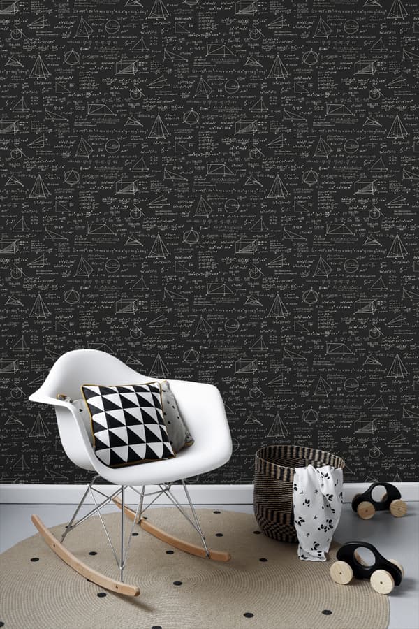 ESTAhome tapet matematiska formler matt svart 53 cm x 10,05 m