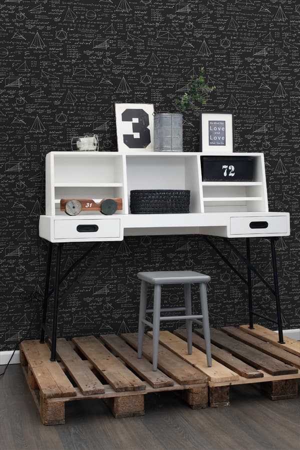 ESTAhome tapet matematiska formler matt svart 53 cm x 10,05 m