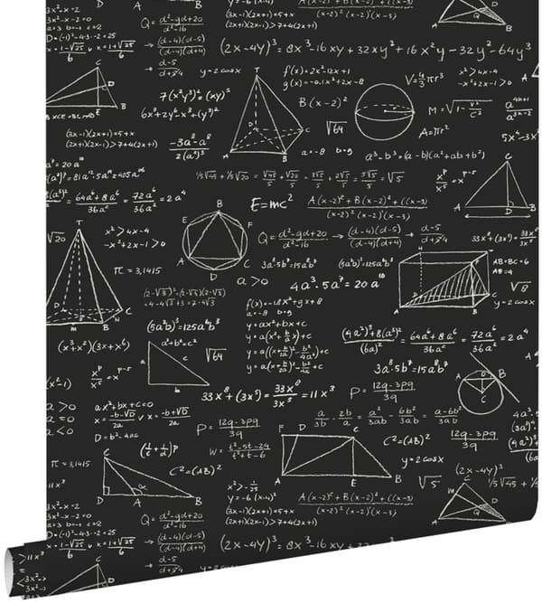ESTAhome tapet matematiska formler matt svart 53 cm x 10,05 m
