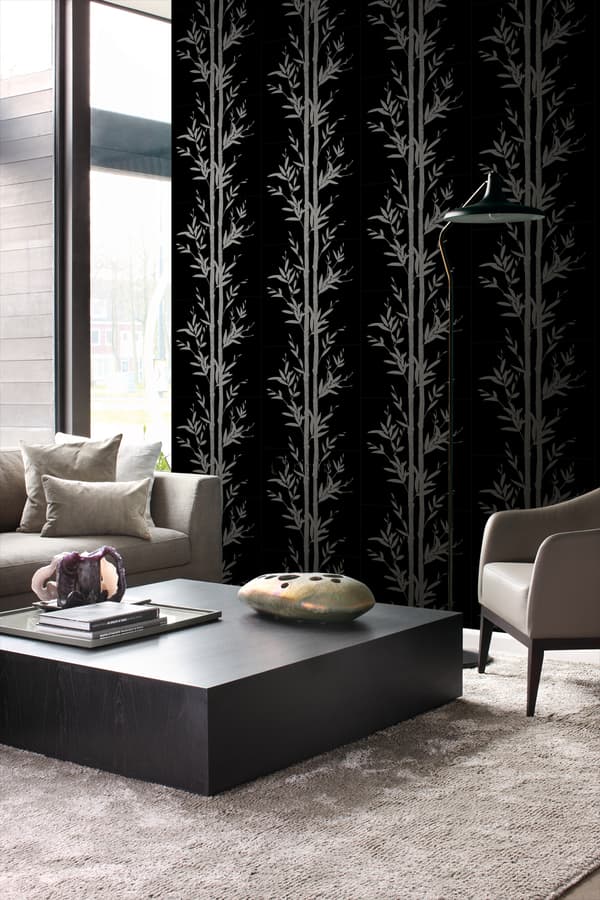 Origin Wallcoverings tapet bambu matt svart och grått 53 cm x 10,05 m