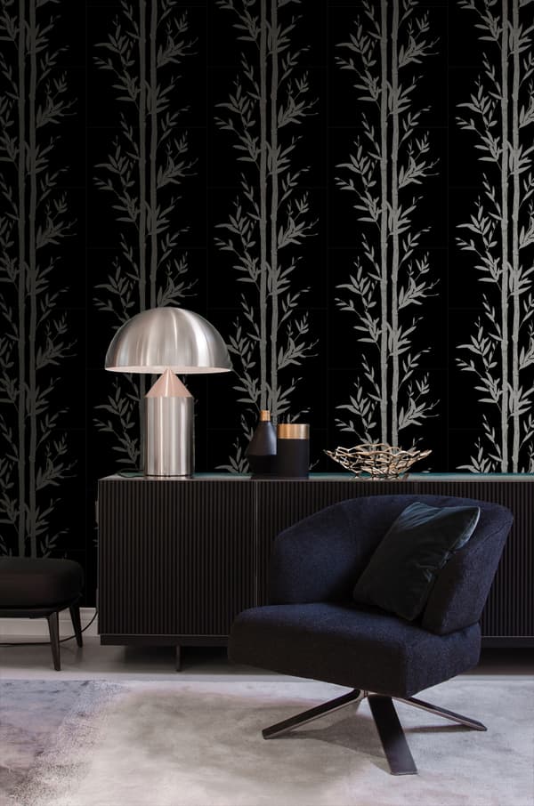 Origin Wallcoverings tapet bambu matt svart och grått 53 cm x 10,05 m