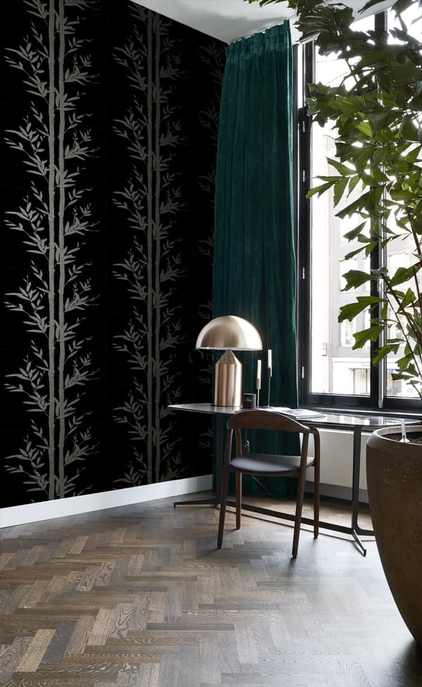 Origin Wallcoverings tapet bambu matt svart och grått 53 cm x 10,05 m