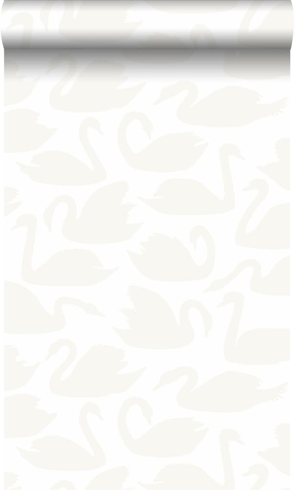Origin Wallcoverings tapet svanar glänsande vitt 0,53 x 10,05 m