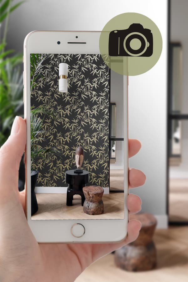 Origin Wallcoverings tapet bambublad svart och guld 0,53 x 10,05 m