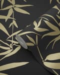 Miniatyrbild 8 av 8: Origin Wallcoverings tapet bambublad svart och guld 0,53 x 10,05 m
