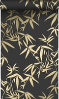 Miniatyrbild 1 av 8: Origin Wallcoverings tapet bambublad svart och guld 0,53 x 10,05 m