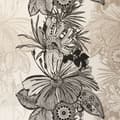 Miniatyrbillede 3 af 4: Origin Wallcoverings tapet blomster sort og beige 52 cm x 10,05 m