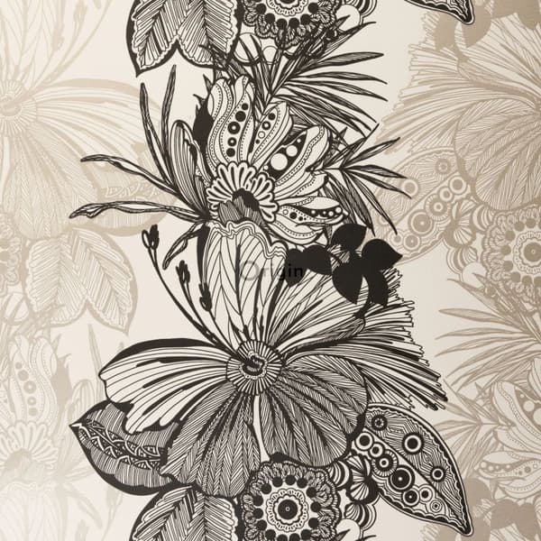 Origin Wallcoverings tapet blomster sort og beige 52 cm x 10,05 m