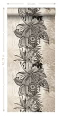 Miniatyrbillede 4 af 4: Origin Wallcoverings tapet blomster sort og beige 52 cm x 10,05 m