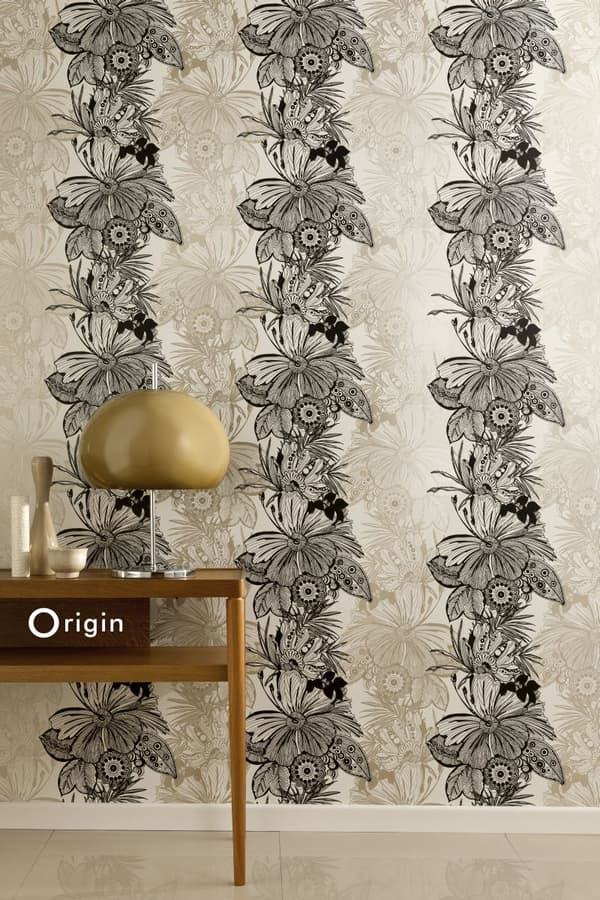 Origin Wallcoverings tapet blomster sort og beige 52 cm x 10,05 m