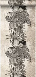 Miniatyrbillede 1 af 4: Origin Wallcoverings tapet blomster sort og beige 52 cm x 10,05 m