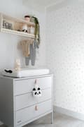 Miniatyrbild 4 av 8: Origin Wallcoverings tapet polkaprickar pastellila, mintgrönt, glänsande silvergrått och pastellblått 53 cm x 10,05 m