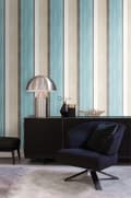 Miniatyrbillede 3 af 7: Origin Wallcoverings tapet striber turkis og beige 53 cm x 10,05 m