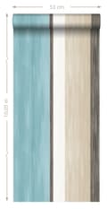 Miniatyrbillede 7 af 7: Origin Wallcoverings tapet striber turkis og beige 53 cm x 10,05 m
