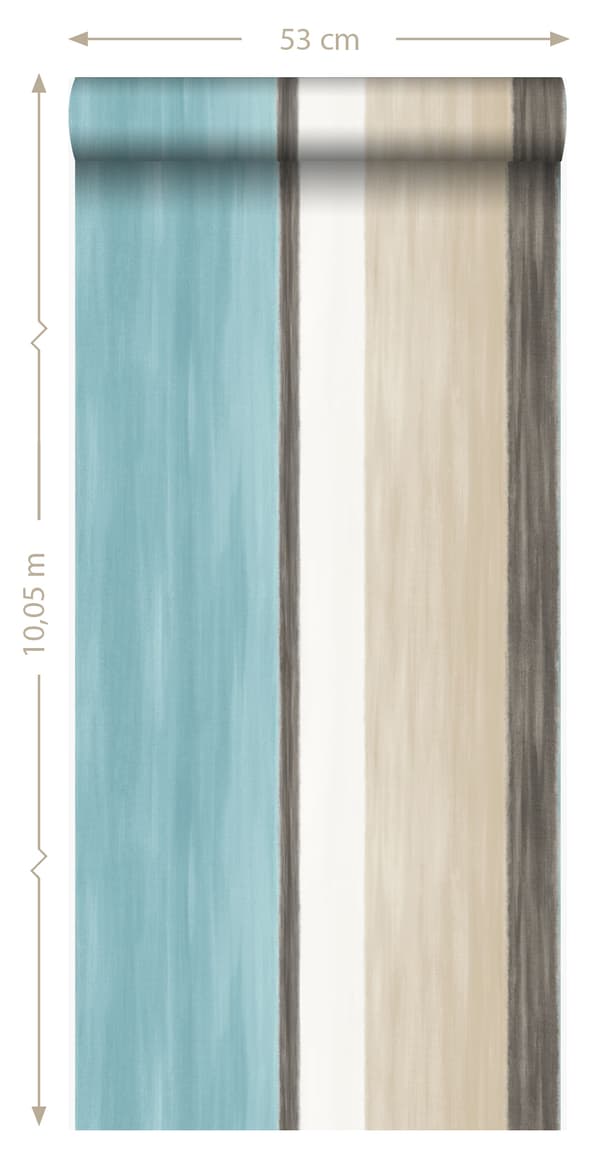 Origin Wallcoverings tapet striber turkis og beige 53 cm x 10,05 m