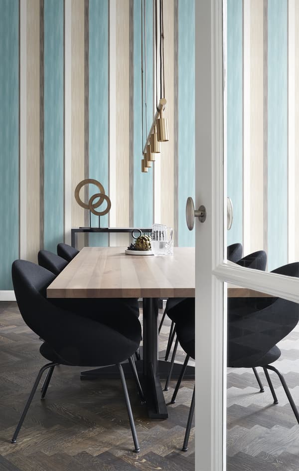 Origin Wallcoverings tapet striber turkis og beige 53 cm x 10,05 m