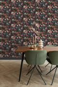 Miniatyrbillede 5 af 8: ESTAhome tapet blomster mørkegråt 0,53 x 10,05 m