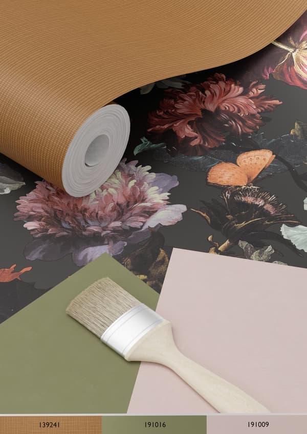 ESTAhome tapet blomster mørkegråt 0,53 x 10,05 m