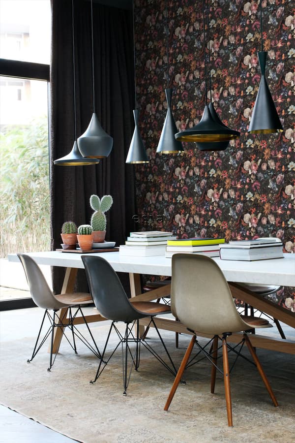 ESTAhome tapet blomster mørkegråt 0,53 x 10,05 m