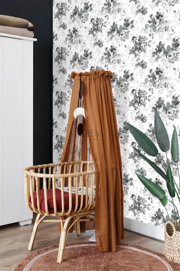 ESTAhome tapet roser sort og hvidt 53 cm x 10,05 m