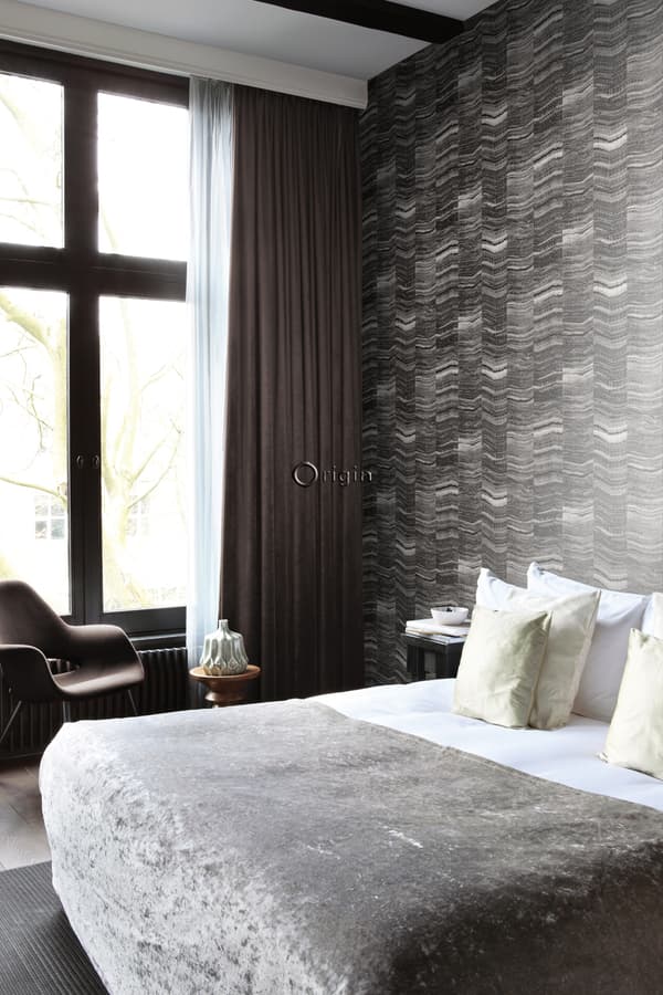 Origin Wallcoverings tapet siscksackränder av skiktad marmor svart 53 cm x 10,05 m