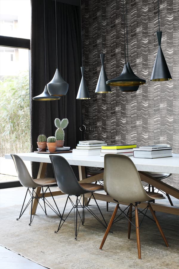 Origin Wallcoverings tapet siscksackränder av skiktad marmor svart 53 cm x 10,05 m