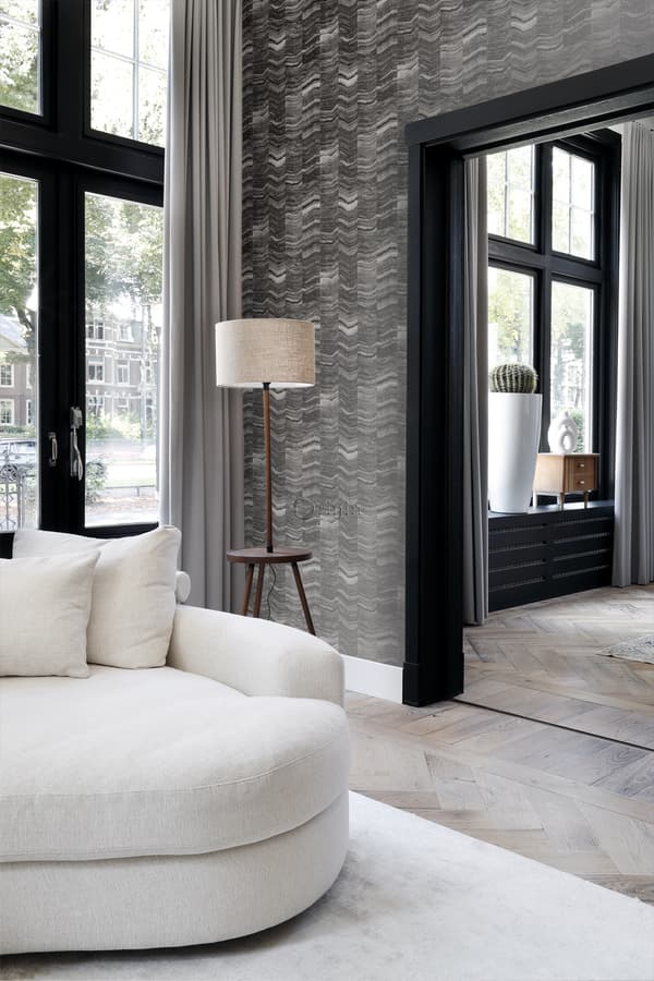 Origin Wallcoverings tapet siscksackränder av skiktad marmor svart 53 cm x 10,05 m