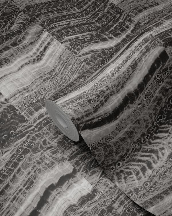 Origin Wallcoverings tapet siscksackränder av skiktad marmor svart 53 cm x 10,05 m