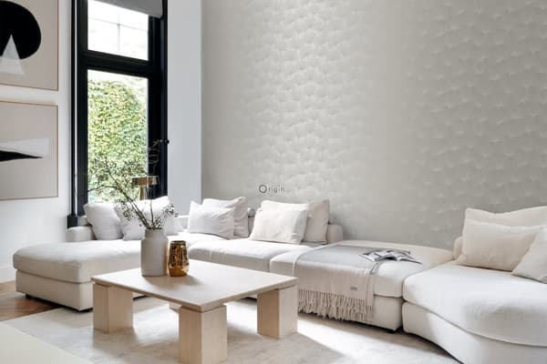 Origin Wallcoverings tapet gingkoblad glänsande varmt grått 0,53 x 10,05 m