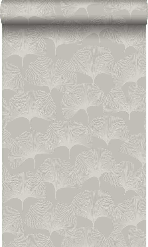 Origin Wallcoverings tapet ginkgoblade skinnende varmgråt 0,53 x 10,05 m
