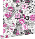 Miniatyrbild 1 av 6: ESTAhome tapet blommor rosa och svart 53 cm x 10,05 m