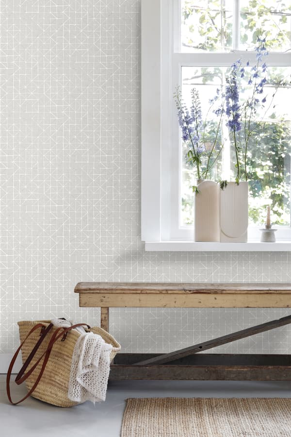 ESTAhome tapet geometriska mönster mullvadsgrått 53 cm x 10,05 m