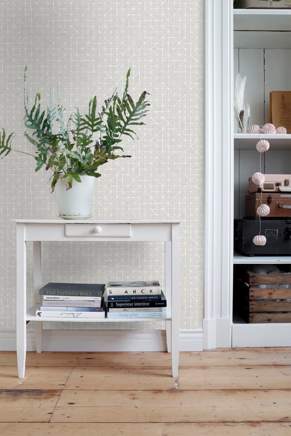 ESTAhome tapet geometriska mönster mullvadsgrått 53 cm x 10,05 m