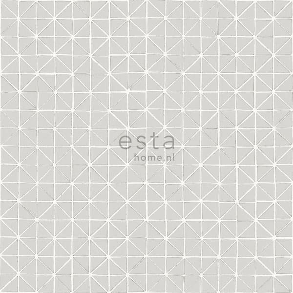 ESTAhome tapet geometriska mönster mullvadsgrått 53 cm x 10,05 m