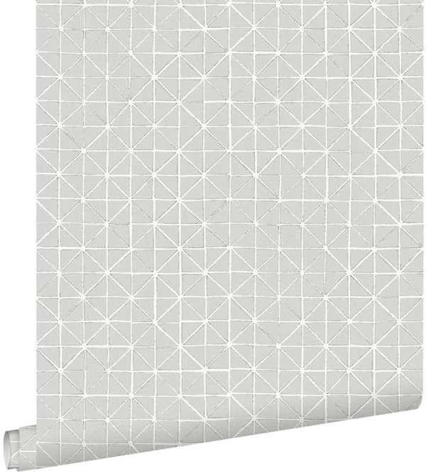 ESTAhome tapet geometriska mönster mullvadsgrått 53 cm x 10,05 m