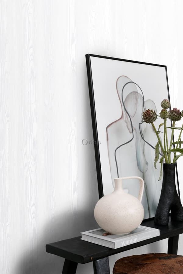 Origin Wallcoverings tapet friske træplanker gammeldags hvidt 53 cm x 10,05 m