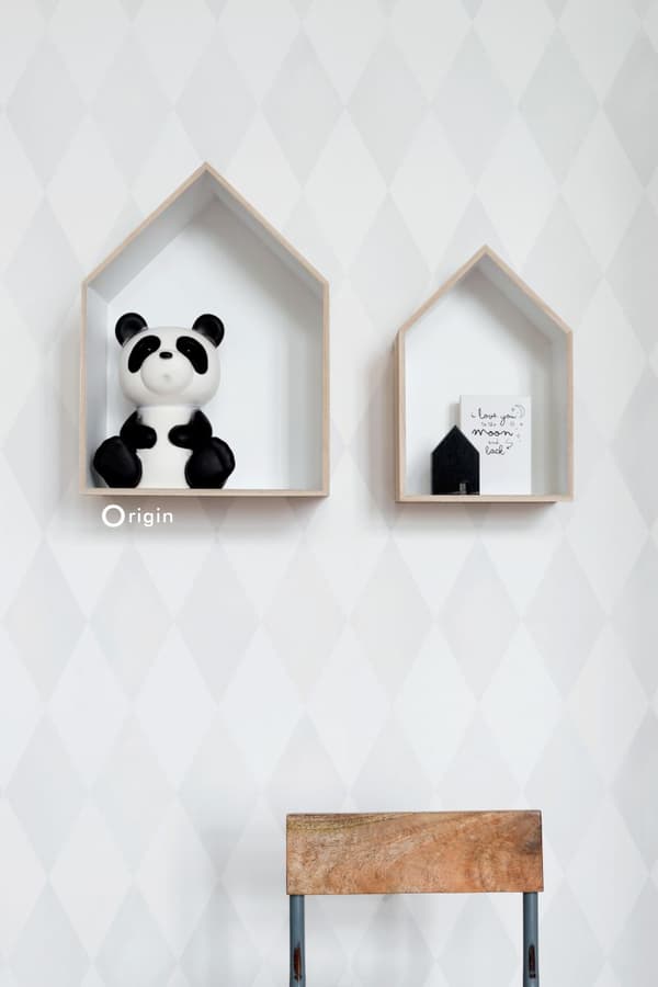 Origin Wallcoverings tapet rombmotiv matt vitt och varm ljusgrått 53 cm x 10,05 m